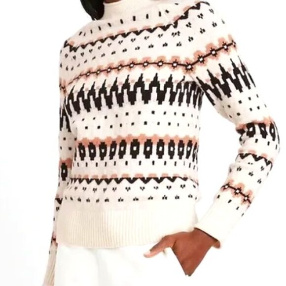 Banana Republic Cream Black Brown Pattern Sweater Polyester Nylon Size S NWOT - Picture 1 of 1